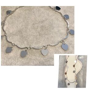 🌼 New Silver Dangle Heart Anklet